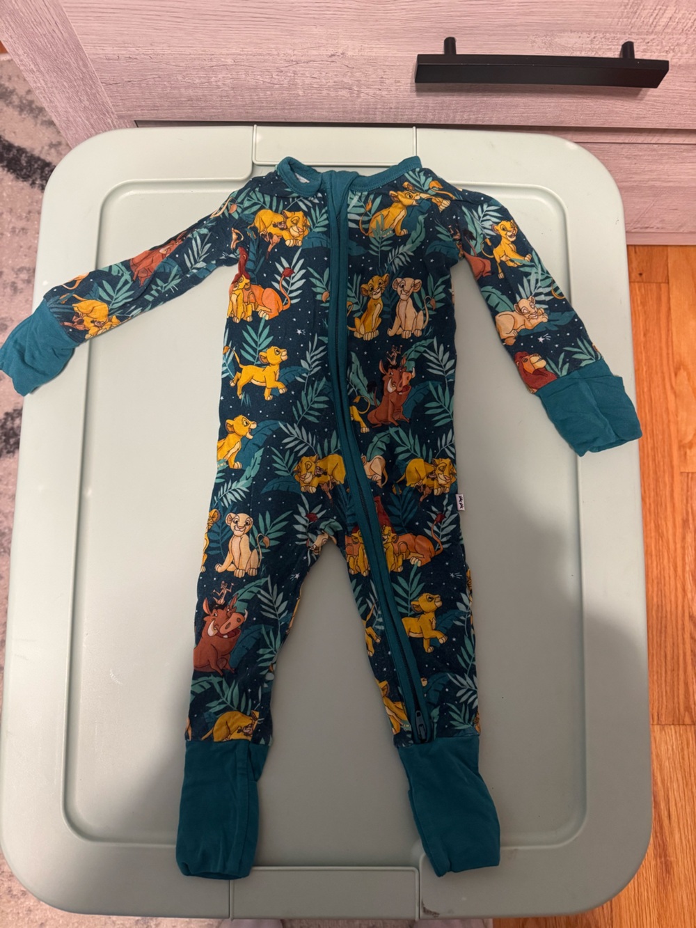 Disney Teal One-Piece Footie with Lion King Character Print